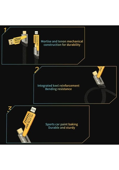 65w Usb Tip C Kablo 4'ü 1 Arada Pd 27w Hızlı Şarj Veri Kablosu Apple Uyumlu iPhone  15 14 13 4 İn 1 Cable 1m