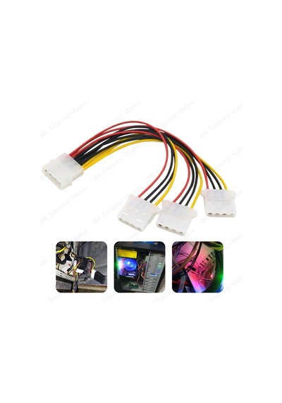 4 Pin Molex Power Çoklayıcı 1 Giriş 3 Çıkış - 2 Adet