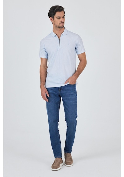 Koyu Mavi Polo Yaka Kısa Kol Cepsiz Slim Fit Classic Tişört 1011250176 Koyu Mavi