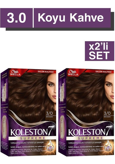 Koleston Supreme Kit Saç Boyası 3/0 Koyu Kahve X2 Adet
