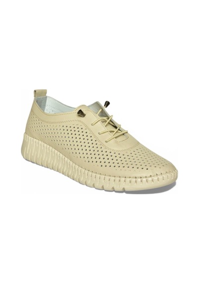 Fox Shoes Y555705103 Bej Hakiki Deri Comfort Ortopedik Taban Kadın Ayakkabı Bej