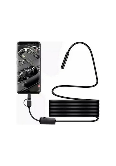 Endoskop Yılan Video Kamera Led Li 5 Metre 7 Mm Sert Kablo Yüksek Kaliteli Stereo