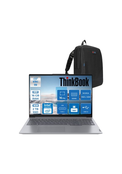 Lenovo ThinkBook 16 G7 ARP IML 21MS005KTRF04 Ultra 5 125U 16 GB 2 TB SSD 16" Free Dos Dizüstü Bilgisayar + Zetta Çanta