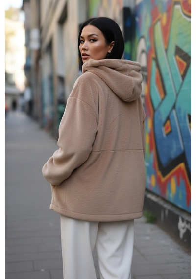 Fashion Friends Pofuduk Yumuşacık Gizli Cepli Kapşonlu Salaş Geniş Kadın Sweat Sütlü Kahve Kahverengi Fashion Friends Pofuduk Yumuşacık Gizli Cepli Kapşonlu Salaş Geniş Kadın Sweat Sütlü Kahve Kahverengi