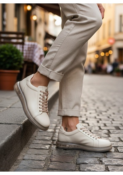 2274-zanelle Hakiki Full Duble Deri Üst Kalite Premıum Erkek Sneaker Ayakkabı Bej