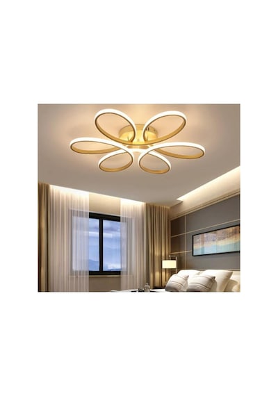 Levent Papatya Model Eskitme Kasa Beyaz Işık Ledli Modern Aydınlatmalı 60 Cm Ledli Avize Gold