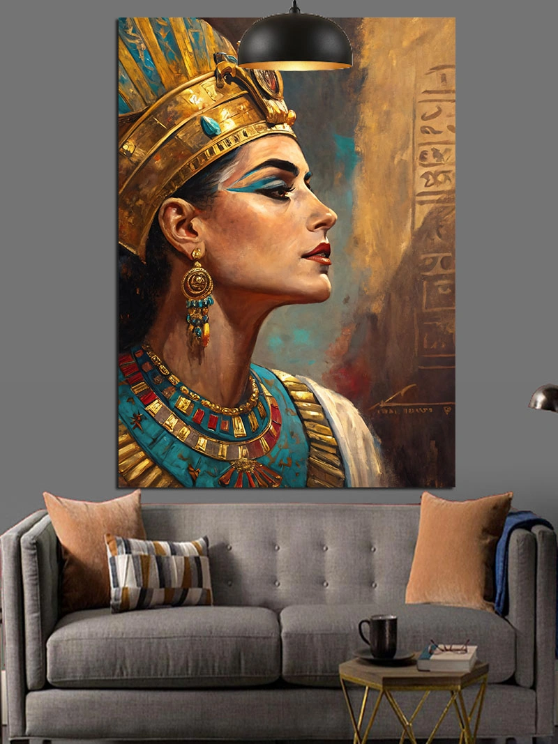Mısır Kraliçesi Nefertiti Portresi Dekoratif Kanvas - Mdf Ahşap Tablo