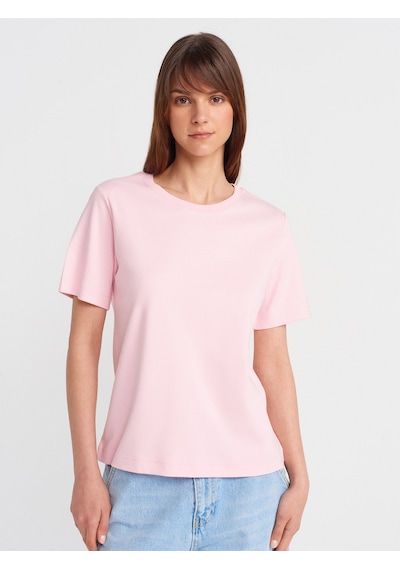 Dilvin 31763 Bisiklet Yaka T-shirt-toz Pembe Toz Pembe