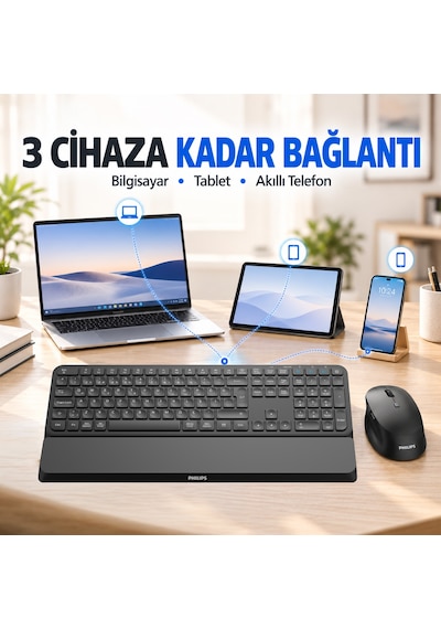 Philips SPT6607 Kablosuz Türkçe Q Klavye & Mouse Set