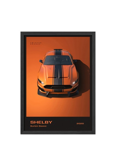 Ford Shelby Super Snake Araba Siyah Ahşap Çerçeveli Poster, Dekoratif Duvar Tablosu