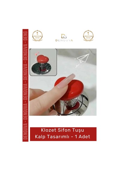 Sifontuşu Estetik Banyo Aksesuarı Modern Dekoratif Pratik Sifon Klozet Sifon Tuşu Kalp Tasarımlı - Çok Renkli