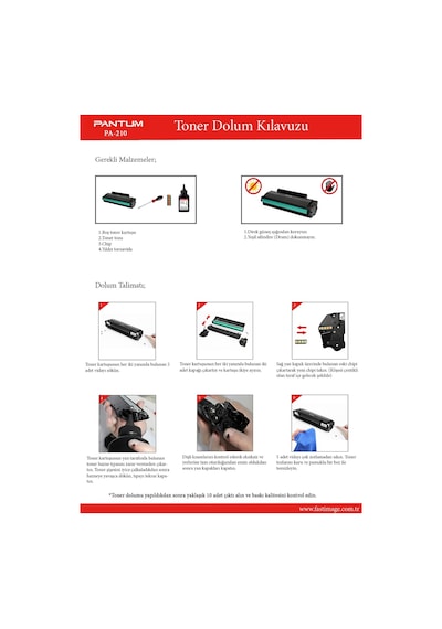 Fast Pantum Pa200b Refill-pa210-p2500-m6600 Toz+çip Toner Dolum Kiti Tekli