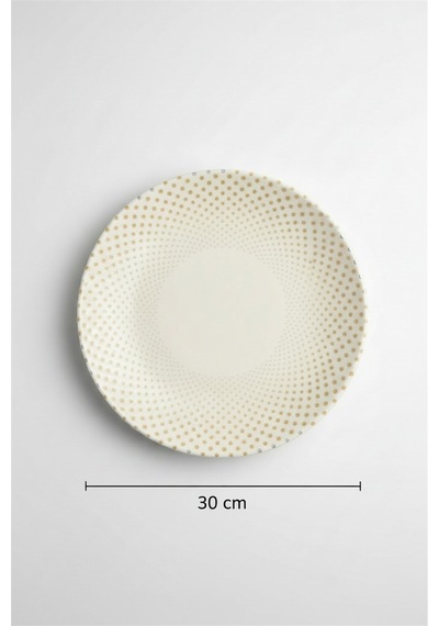 6'lı Valencia Servis Tabak 30cm Dijital Punto Rinart Krem