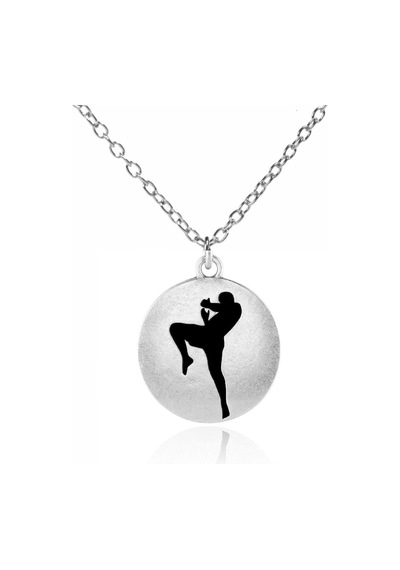 Siyah Güç Kick Boks Siyah Mineli Unisex Sporcu Kolyesi 60 Cm Zincirli Çok renkli