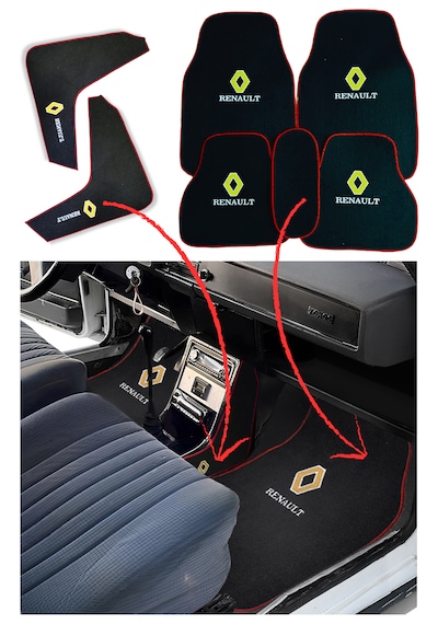 Renault 12 Toros Nakış İşlemeli Araç Oto Halı Paspas Torpido Vites Orta Konsol Yan Kaplama Halısı