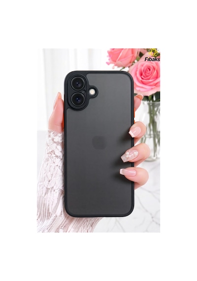 Fibaks iPhone 16 Uyumlu Kılıf Mat Parmak Izi Yapmaz Kamera Korumalı Renkli Tuşlu Sert Silikon Kapak