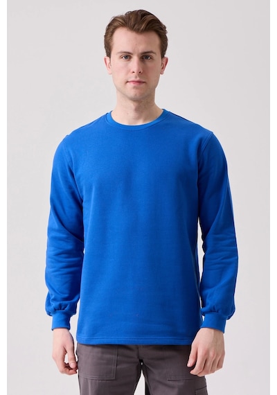 Galanthus Basic Sweatshirt - Uzun Kollu, Pamuklu, Rahat Kesim, Günlük Ve İş Kullanımı Sax Mavi