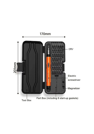 3.7v Şarjlı Mini Elektrikli Tornavida Seti 500mah Type-c Manyetik Hassas Uçlu Vida Seti 38 Parça