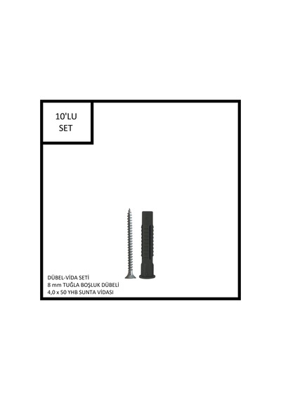 Dübel-vida Seti, Tuğla Boşluk Dübeli 8 Mm, 4,0x50 Yhb Sunta Vidası, 10 Adet