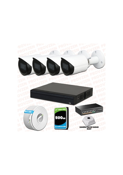 Provzen Dahua 4 Kameralı Ip 1080p Gece Görüşlü Güvenlik Kamerası
