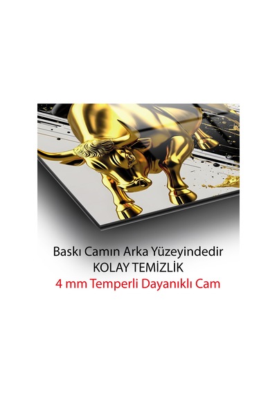 Altın Boğa Ve Modern Kadın Sanat Temalı Dekoratif Lüks Cam Tablo Portre Temalı Dekoratif Duvar Tablosu, Salon Ve Yatak Odası Dekoru,