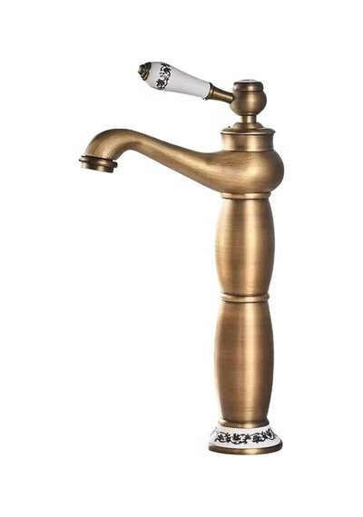 Rena Design Rustik Antik Çanak Lavabo Bataryası Banyo Yüksek Musluk Eskitme Porselen Işleme Armatür Otantik Bakır Retro Antik Eskitme