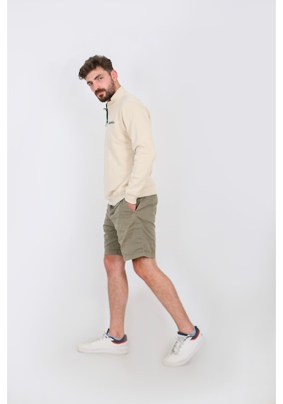 Nature The Brand Kontrast Fermuarlı Dik Yaka Sweatshirt , Şardonlu 3 İplik , Göğüs Nakış Detaylı,sweatshirt Erkek Sütlü Kahve