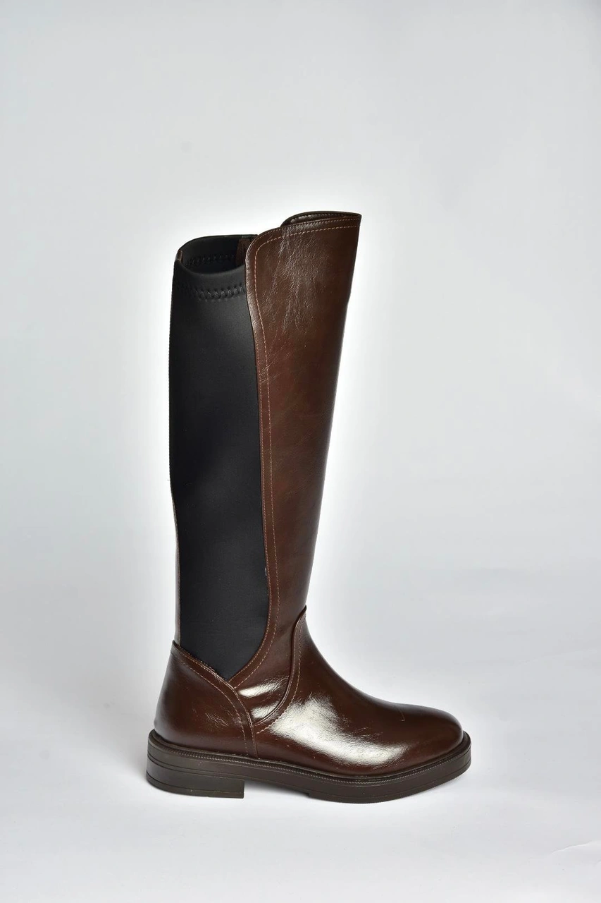 Fox Shoes V312212360 Kahverengi Rustik Arkası Lastik Detaylı Kadın Çizme Kahverengi-rustik