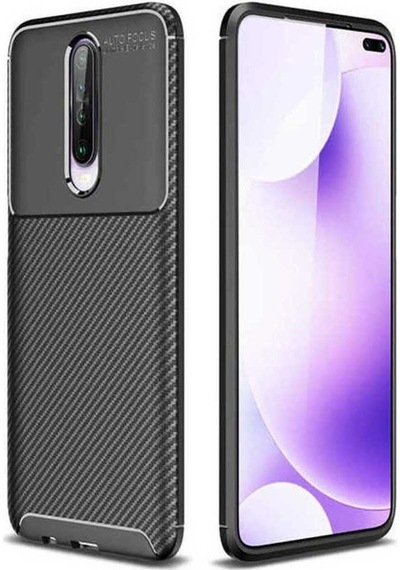 Xiaomi Redmi K30 Karbon Desenli Negro Silikon Kılıf Siyah