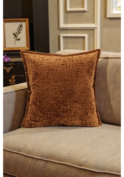 Kırlent Kılıfı İthal Kadife Kumaş - 45x45cm Yumuşak Dokulu Çift Taraflı Özel Tasarım Kırlent Kılıfı Kiremit