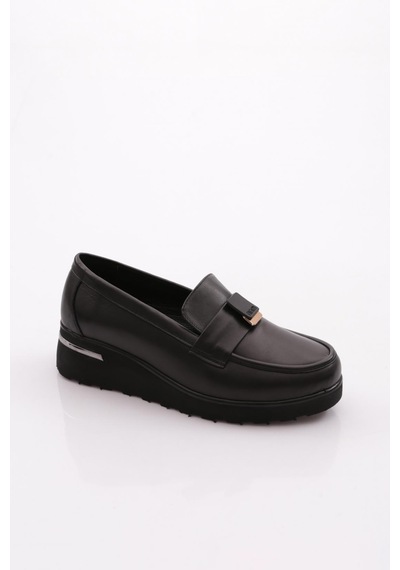 Dgn 691 Kadın Loafer Ayakkabı Siyah Napa