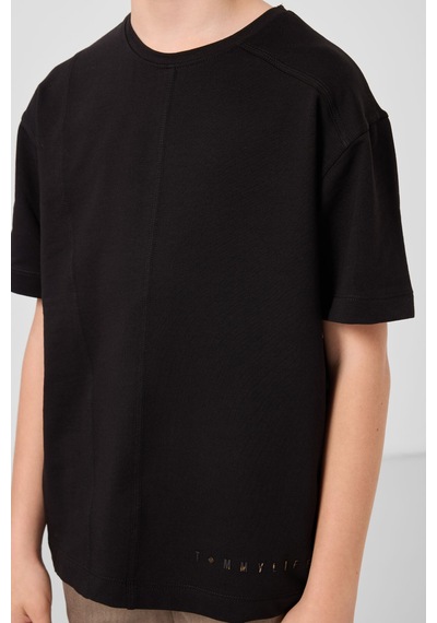 Tommylife Siyah Pamuklu Yumuşak Dokulu Oversize Basic Erkek Çocuk T-shirt - 11297 Siyah