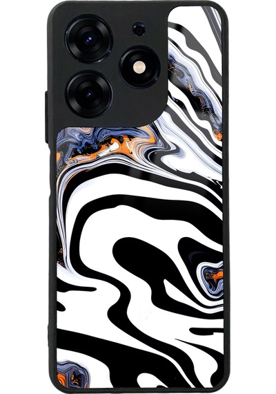 Tecno Spark 10 Pro Beyaz Mermer Tasarımlı Glossy Telefon Kılıfı Çok Renkli