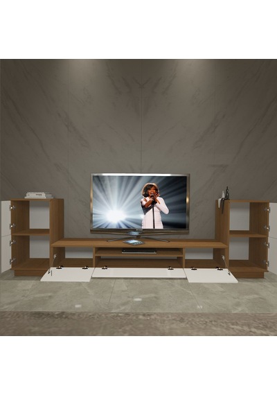 Decoraktiv Trendstyle On2 Mdf Tv Ünitesi Tv Sehpası - Ceviz Beyaz Ahşap - Beyaz