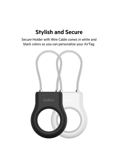 Belkin Airtag Için Örgülü Metal Kablolu Kılıf - Siyah