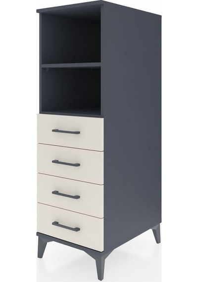 Kronos Dolap 2 Raflı 4 Çekmeceli 44x59x134 Antrasit-aytaşı Antrasit