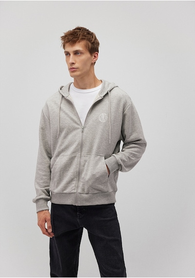 Mavi - M Nakışlı Fermuarlı Kapüşonlu Gri Sweatshirt 0s10193-80196 Gri
