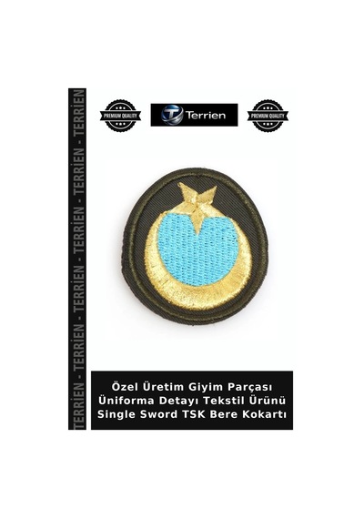 Terrien Özel Üretim Giyim Parçası Üniforma Detayı Tekstil Ürünü Single Sword Tsk Bere Kokartı Çok Renkli