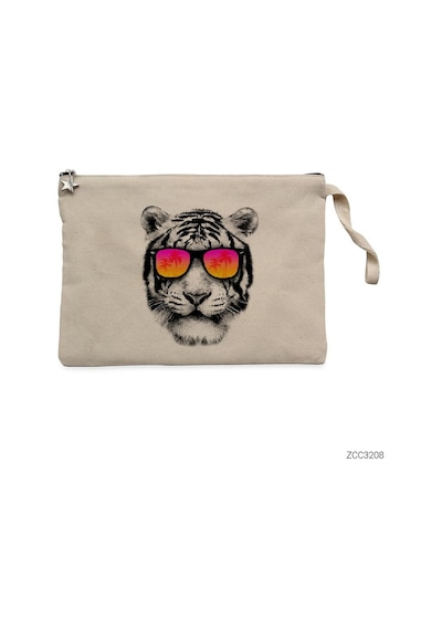 Zepplin Giyim Güneş Gözlüklü Kaplan Clutch Astarlı Cüzdan / El Çantası Krem