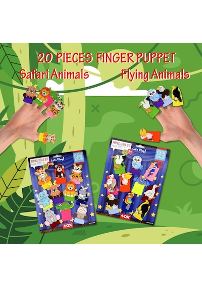 2 Set - 20 Parça Tox Safari ve Uçan Hayvanlar Parmak Kukla T223 T