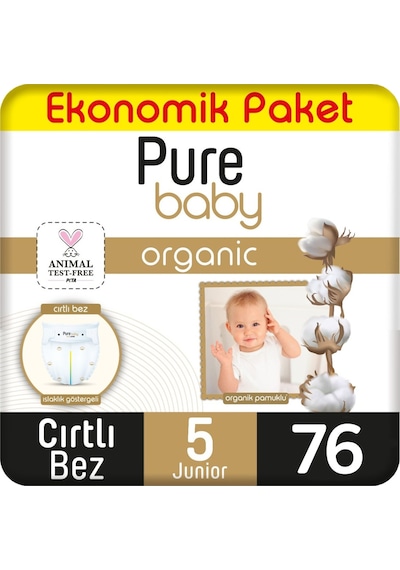 Pure Baby Organik Bebek Bezi Ekonomik Paket 5 Beden 76 Adet 5 Numara
