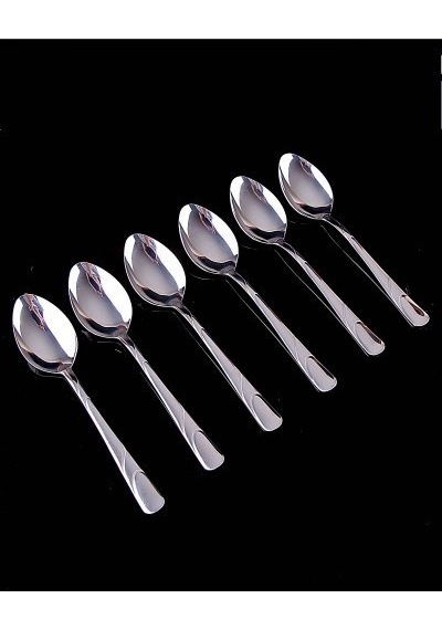 6 Adet Çizgili Desen Metal Yemek Kaşığı 20 CM