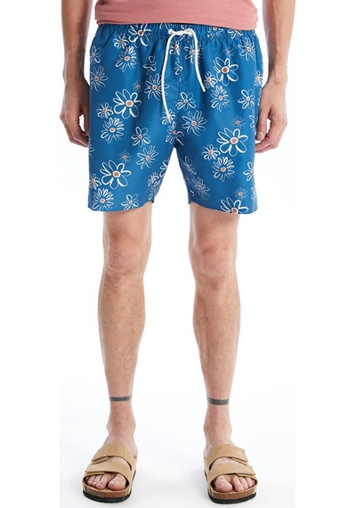 Lcw Swımwear Mavi Kısa Boy Desenli Erkek Deniz Şortu