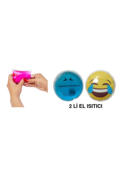 Gülen Emoji Mavi Ceylan Cep Sobası,el Isıtıcı,2 Adet Sıcak Su Tor