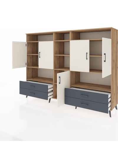 Hyperion Dolap 12 Raflı 4 Çekmeceli 5 Kapaklı 220x44x163 Çam-ayta Çam-aytaşı/antrasit Hyperion Dolap 12 Raflı 4 Çekmeceli 5 Kapaklı 220x44x163 Çam-ayta Çam-aytaşı/antrasit