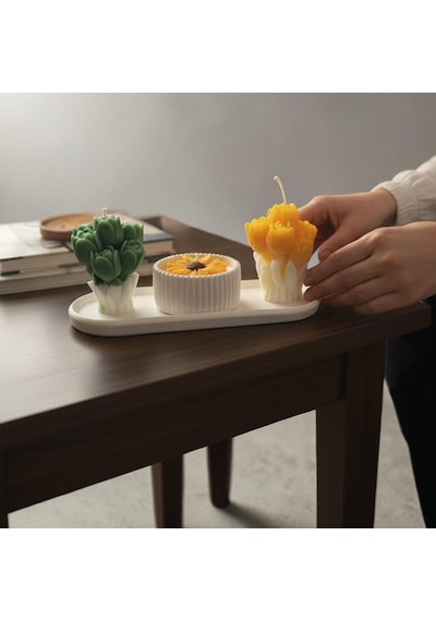 Dekoratif 4lü Mum Set Kokulu El Yapımı Hediyelik Ve Özel Günler Çok Renkli