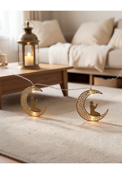 Led Peri Işığı, Ramazan Ay Işığı Secde Eden Adam Silüetli Çok Renkli