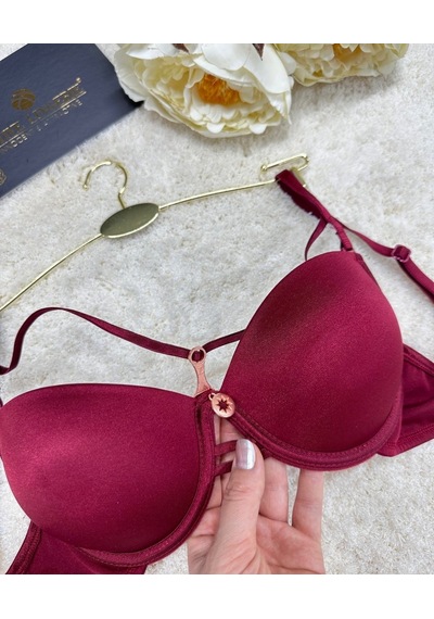 Le Jardin Monica Göğsü Şeritli Mikro Push-up Arkası İp Detaylı Sü Bordo