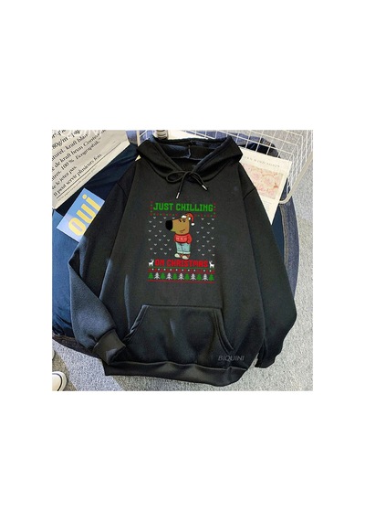 Tarzsokak Siyah Unisex Chill Guy Chilling Noel Moletom Masculino Kapşonluekkış