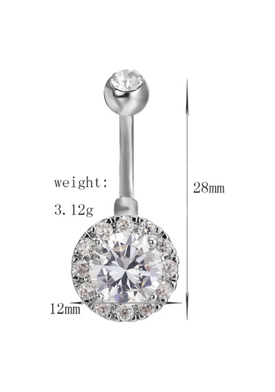 Chavin Yuvarlak Komple Taşlı Göbek Piercing Dt80By Gümüş